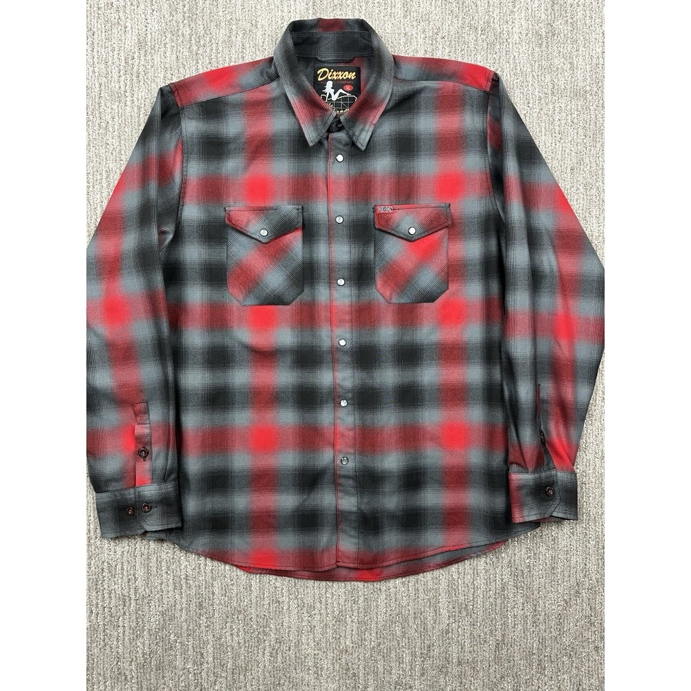 Dixxon The Blazer Red Plaid Pearl Snap Long Sleeve Flannel Shirt Men's Size XL